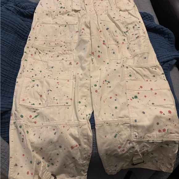 Free People Cream Pants with Colorful Splatter - Picture 5 of 6